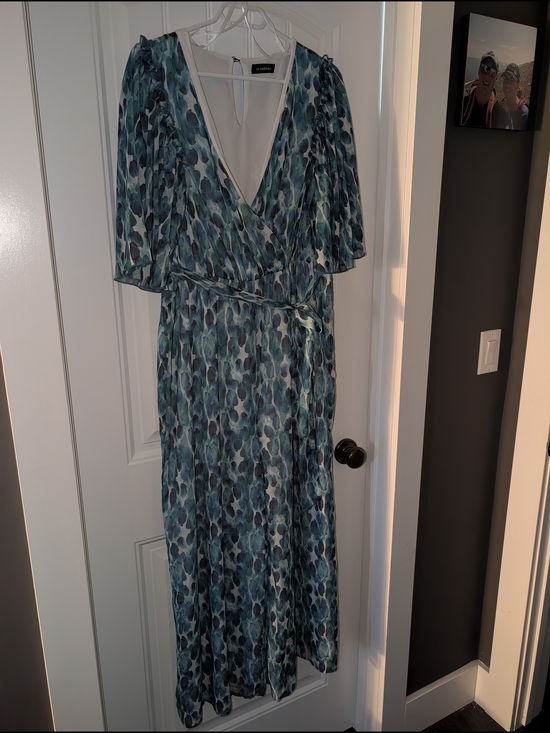 le chateau Pants - Teal Blue Wrap Jumpsuit